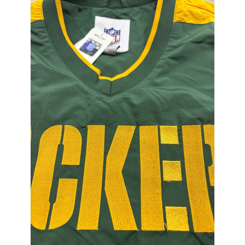 NFL Green Bay Packers V-Neck Windbreaker Pullover Jacket Green Gold Mens Large - Picture 4 of 4